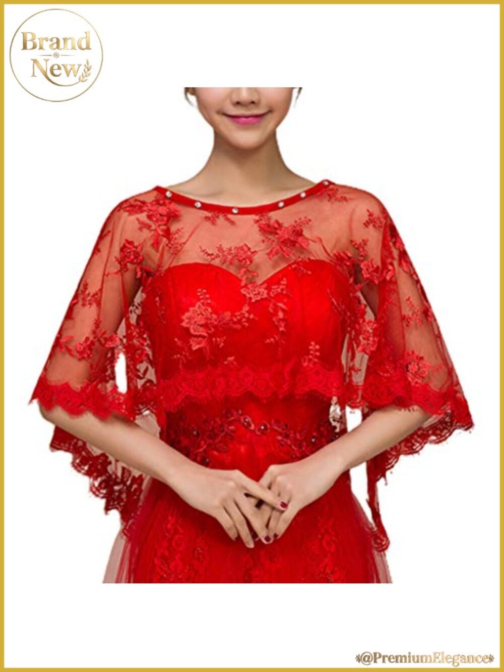 Women Embroidered Lace Wedding Shawl Cape Bridal Capelet Wrap